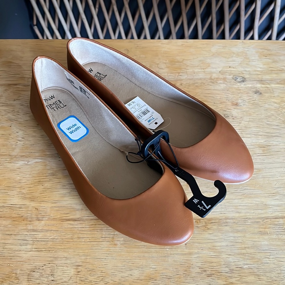 Tan Dress Flats - Time & Tru
